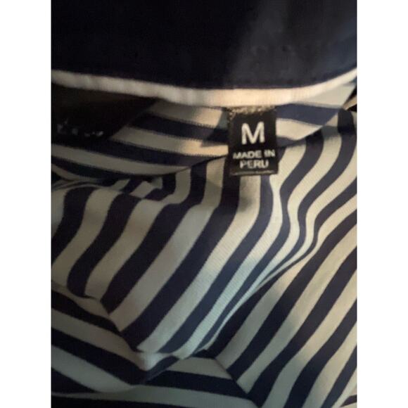 Travis Mathew Merion Golf Club Stripe Polo Shirt Mens Size Medium Navy Blue - Picture 5 of 6